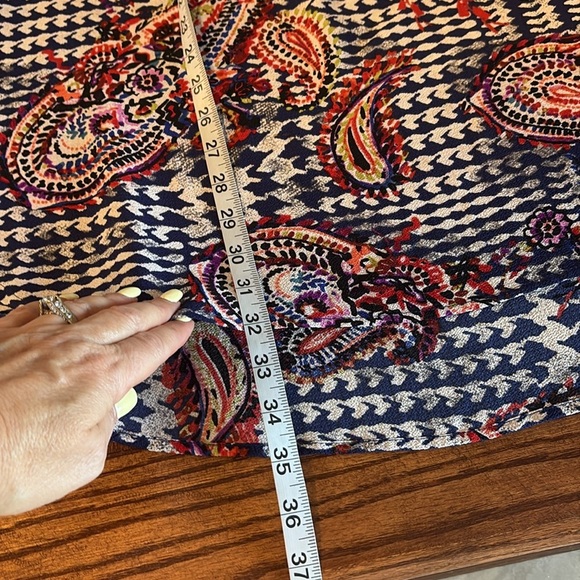 Anthropologie Fig and Flower paisley Tunic top oversize 3/4 tie sleeve pockets M - Picture 15 of 17